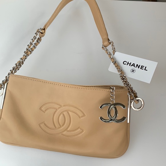 CHANEL Cognac 🤎Quilted Top Handle Bag Beige Tan Coachella Leather Silver CC Logo - Picture 13 of 16